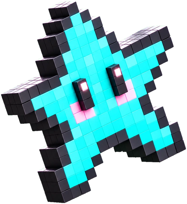 STARBOOP, the cyan pixel star